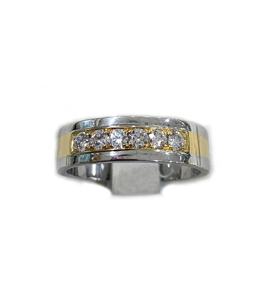 18k 2 Tone Mens Diamond Band