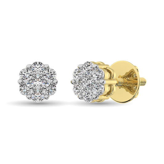 Diamond 1/2 Ct. Tw. Cluster Earrings in 14K Yellow Gold
