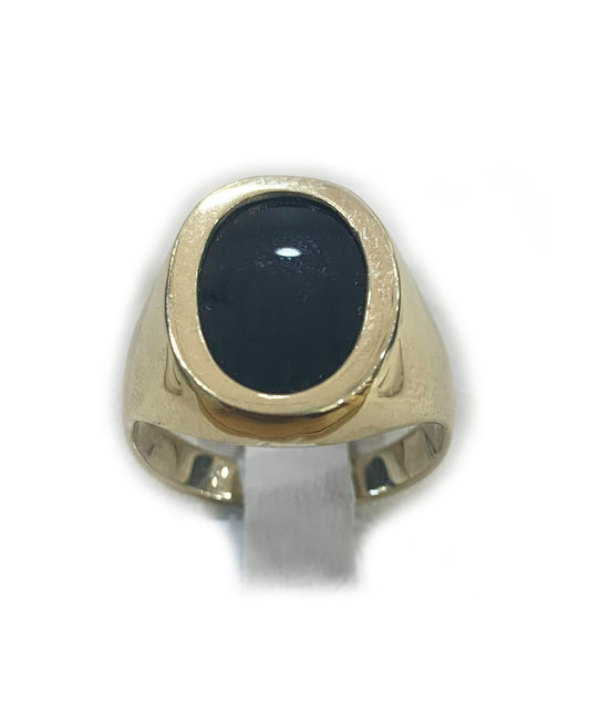 14k Yellow Gold Mens Onyx Ring