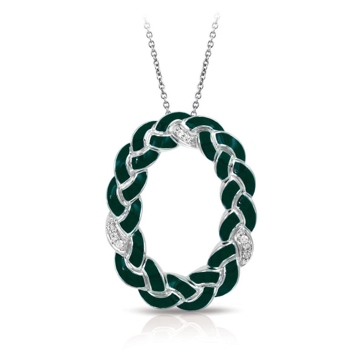 Braid Oval Pendant with Stones