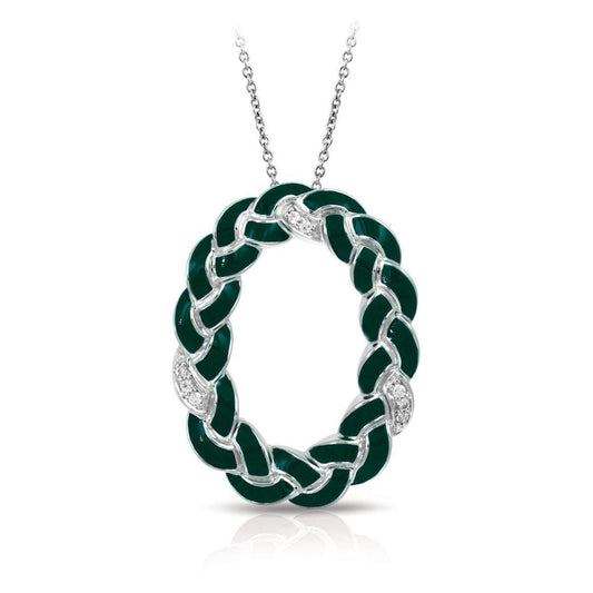 Braid Oval Pendant with Stones