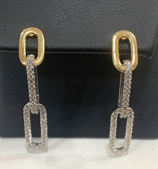 14K Two-Tone Diamond Earring