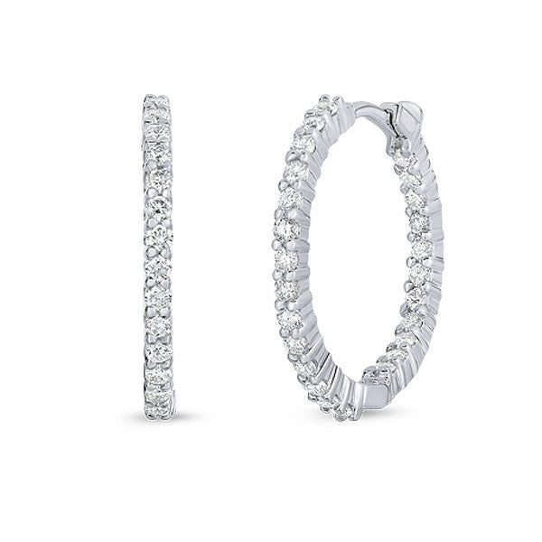 14kt Gold Diamond Hoops